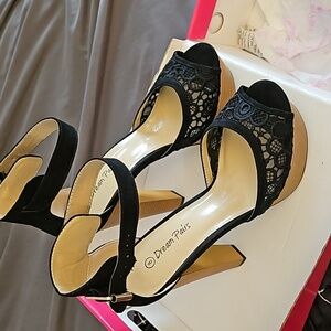 Dream Pairs Silvia High Heel Platform Womens 8 Open Toe Ankle Strap Black